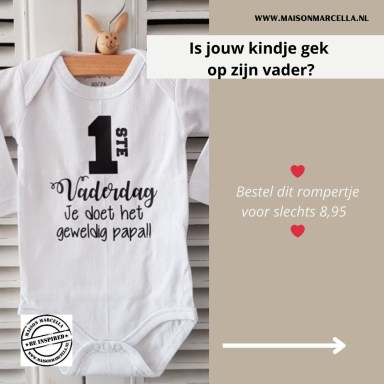 Baby eerste vaderdag rompertje en shirtje met tekst papa cadeau bedrukken 